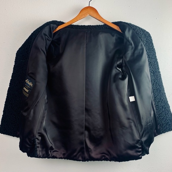 VTG 50s Mink & Persian Curly Lamb Wool Dinner Coat - Picture 6 of 15